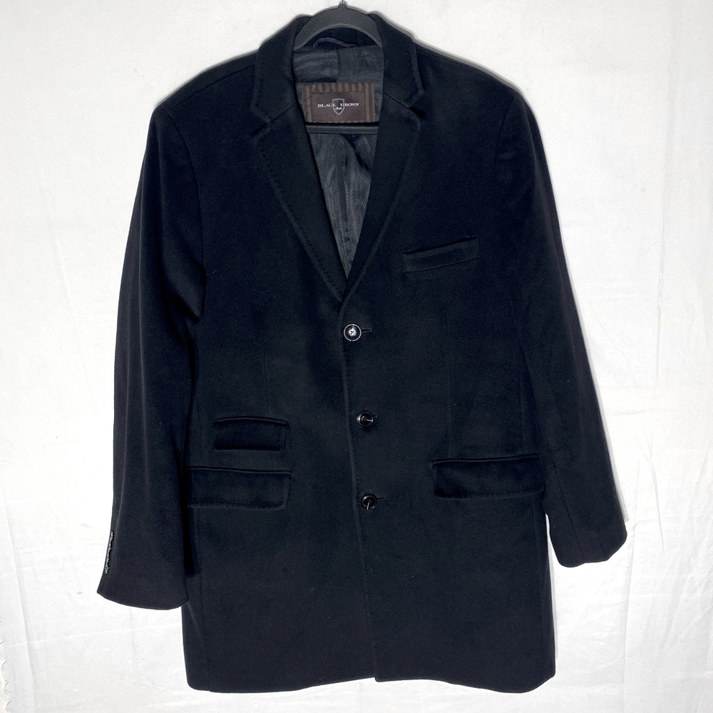 Black Brown 1826 Blake Black Wool Cashmere Blend Overcoat 44T
